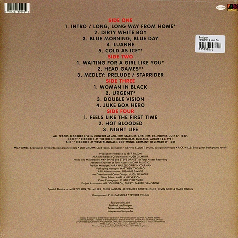 Foreigner - Foreigner 4 Live Tour 1981-1982 Record Store Day 2026