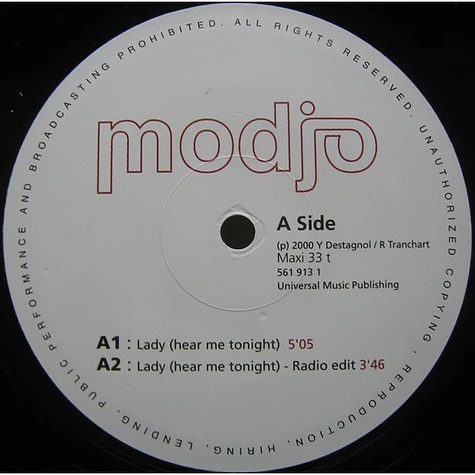 Modjo - Lady (Hear Me Tonight) - Vinyl 12
