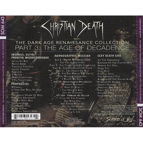 Fran Riddell Renaissance Collection Christian Death - The Dark Age Renaissance Collection Part 3: The Age ...