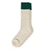 Double Face Crew Socks "Silk & Cotton" (Green / M.Beige)
