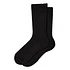 Linen Cotton Ribbed Crew Socks (Black)