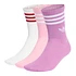 3-Stripes Crew Socks (Pack of 3) (Preloved Purple / Bliss Pink / White)
