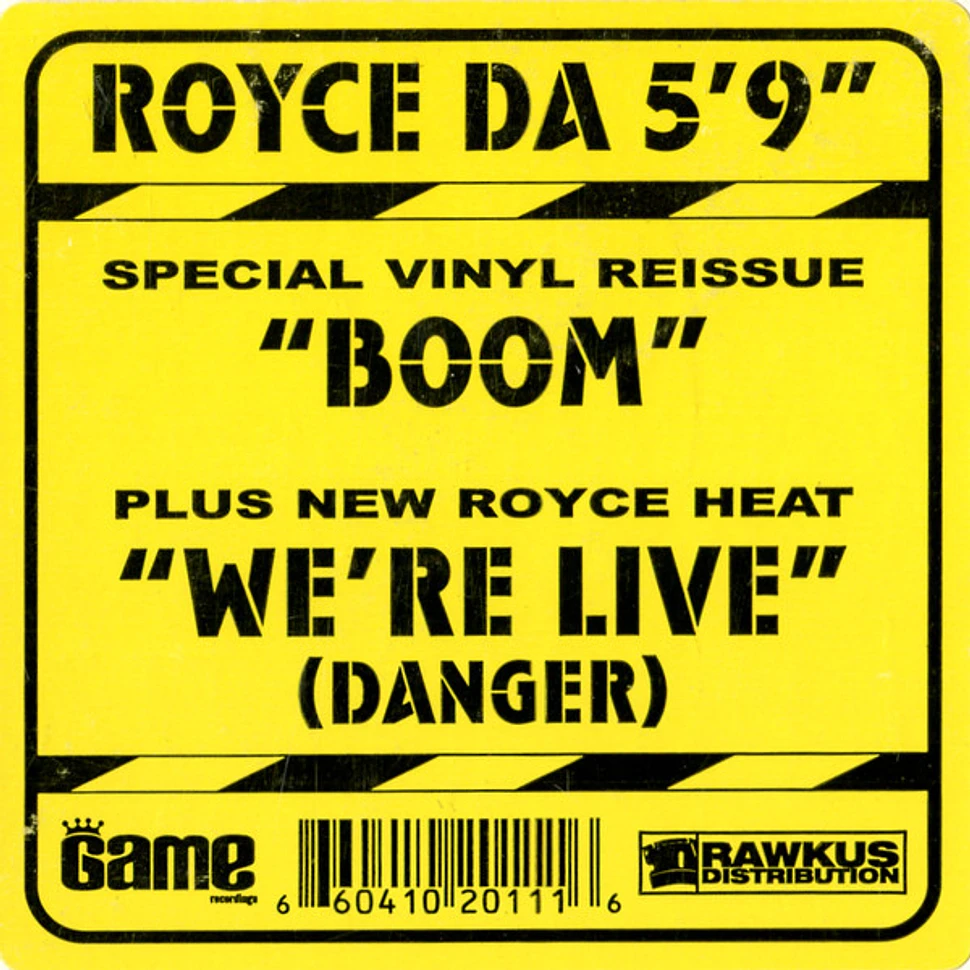 Royce Da 5'9" - Boom (New) / We're Live (Danger)