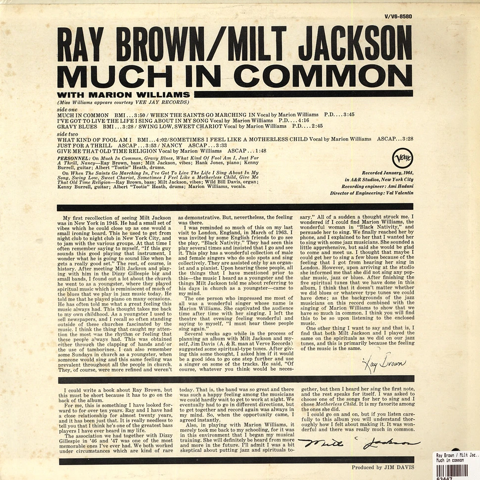 Ray Brown / Milt Jackson - Much in common