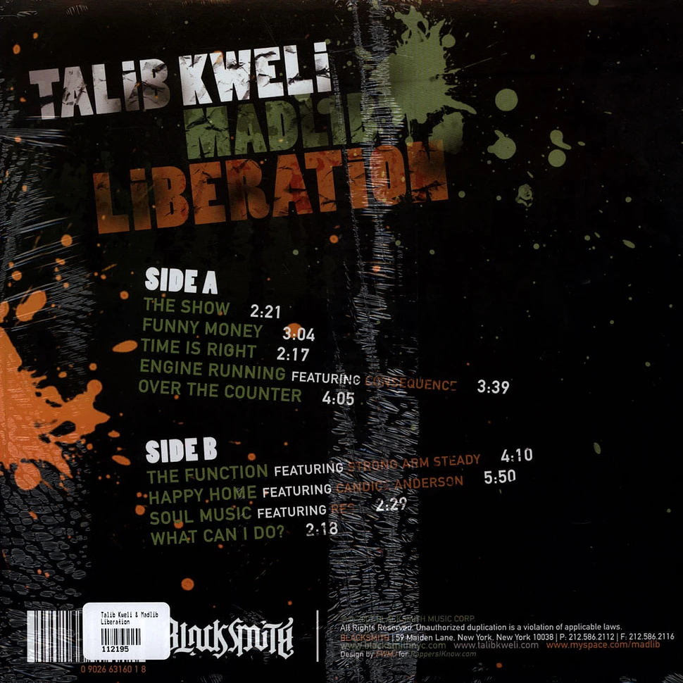 Talib Kweli & Madlib - Liberation Black Vinyl Edition
