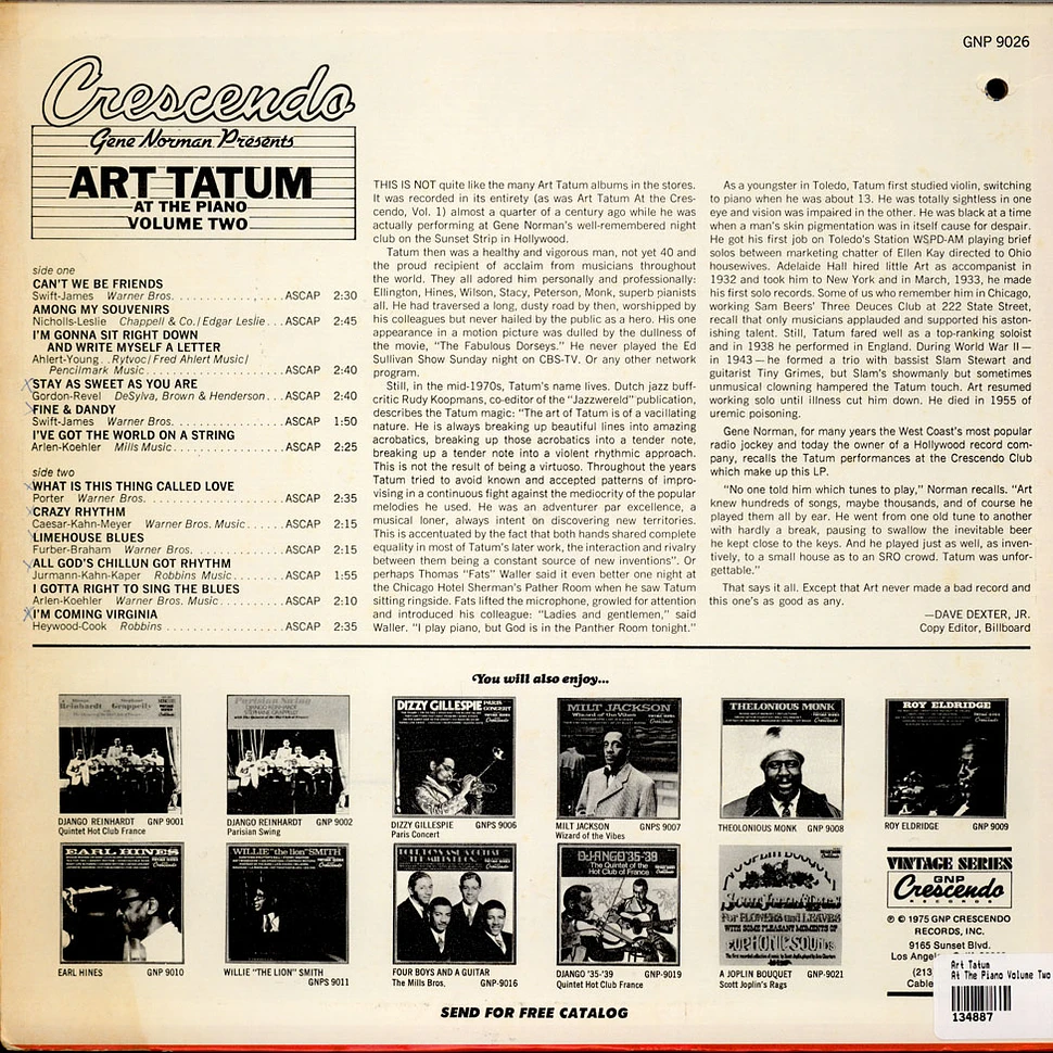 Art Tatum - Art Tatum At The Crescendo Vol. II