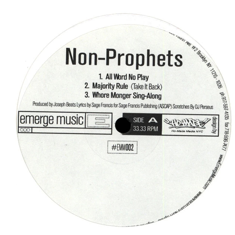 Non Prophets (Sage Francis & Joe Beats) - All Word No Play