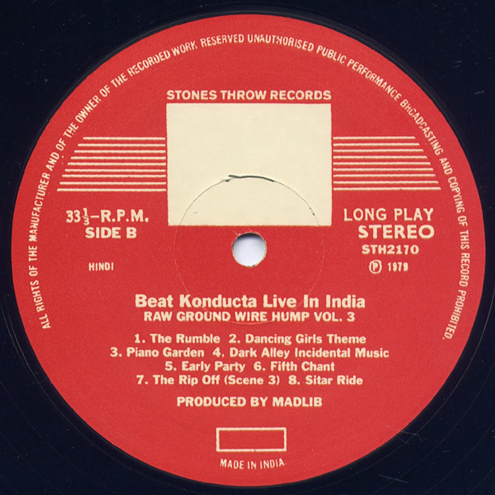 Madlib The Beat Konducta - Vol. 3: Beat Konducta In India (Raw Ground Wire Hump)