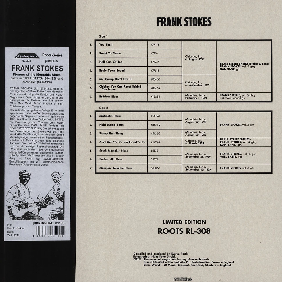 Frank Stokes - With Dan Sane & Will Batts