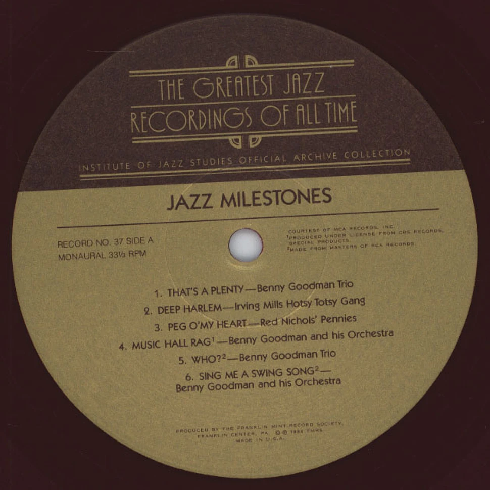 V.A. - The Greatest Jazz Recordings Of All Time - Benny Goodman / Lionel Hampton / Jazz Milestones