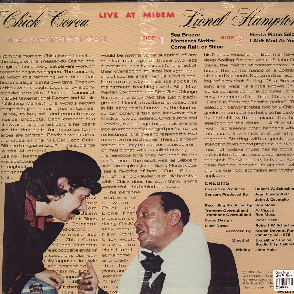Chick Corea & Lionel Hampton - Chick & Lionel Live At Midem