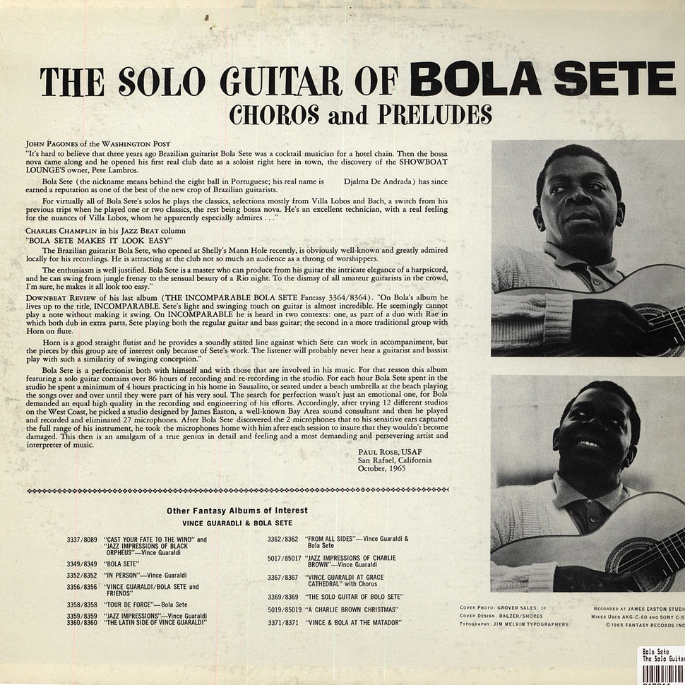 Bola Sete - The Solo Guitar Of Bola Sete