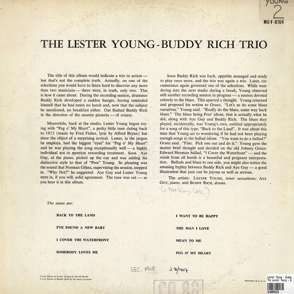The Lester Young - Buddy Rich Trio - The Lester Young - Buddy Rich Trio
