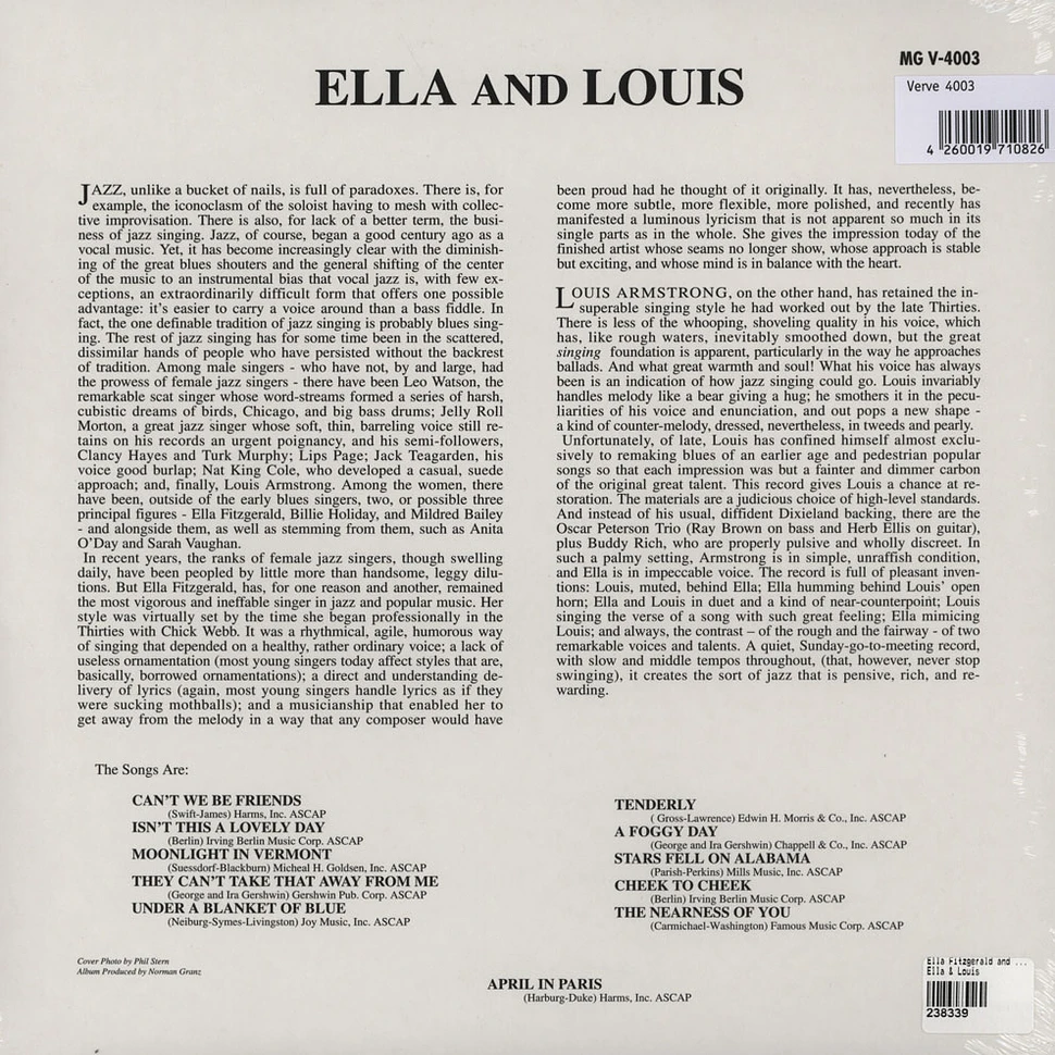 Ella Fitzgerald And Louis Armstrong - Ella & Louis