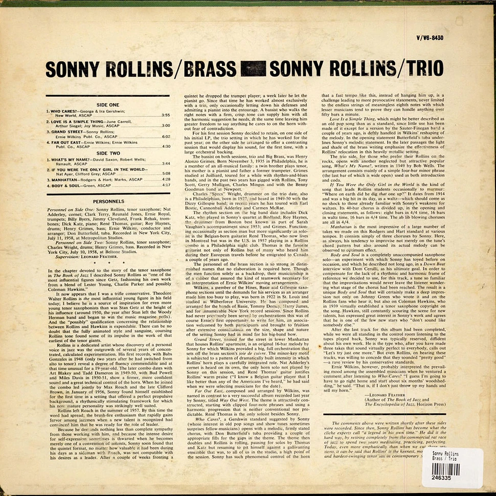 Sonny Rollins - Brass / Trio