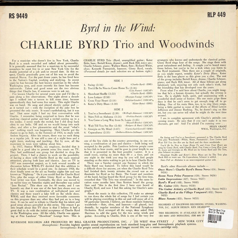 Charlie Byrd Trio - Byrd In The Wind