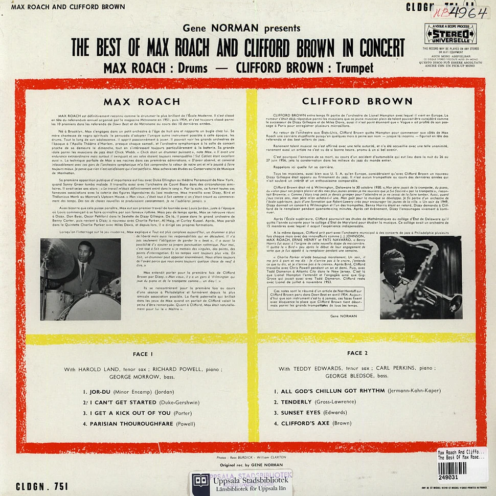 Max Roach And Clifford Brown - The Best Of Max Roach And Clifford Brown In Concert