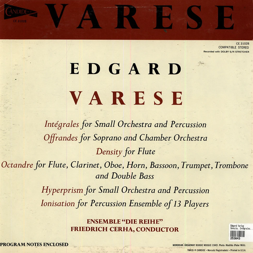 Edgard Varèse - Density, Intégrales, Offrandes, Hyperprism, Octandre, Ionisation
