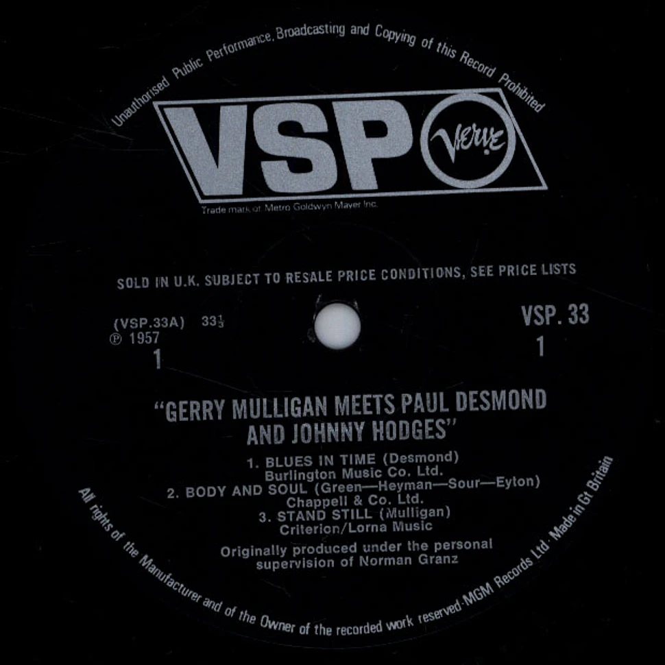 Gerry Mulligan - Gerry Mulligan Meets Paul Desmond & Johnny Hodges