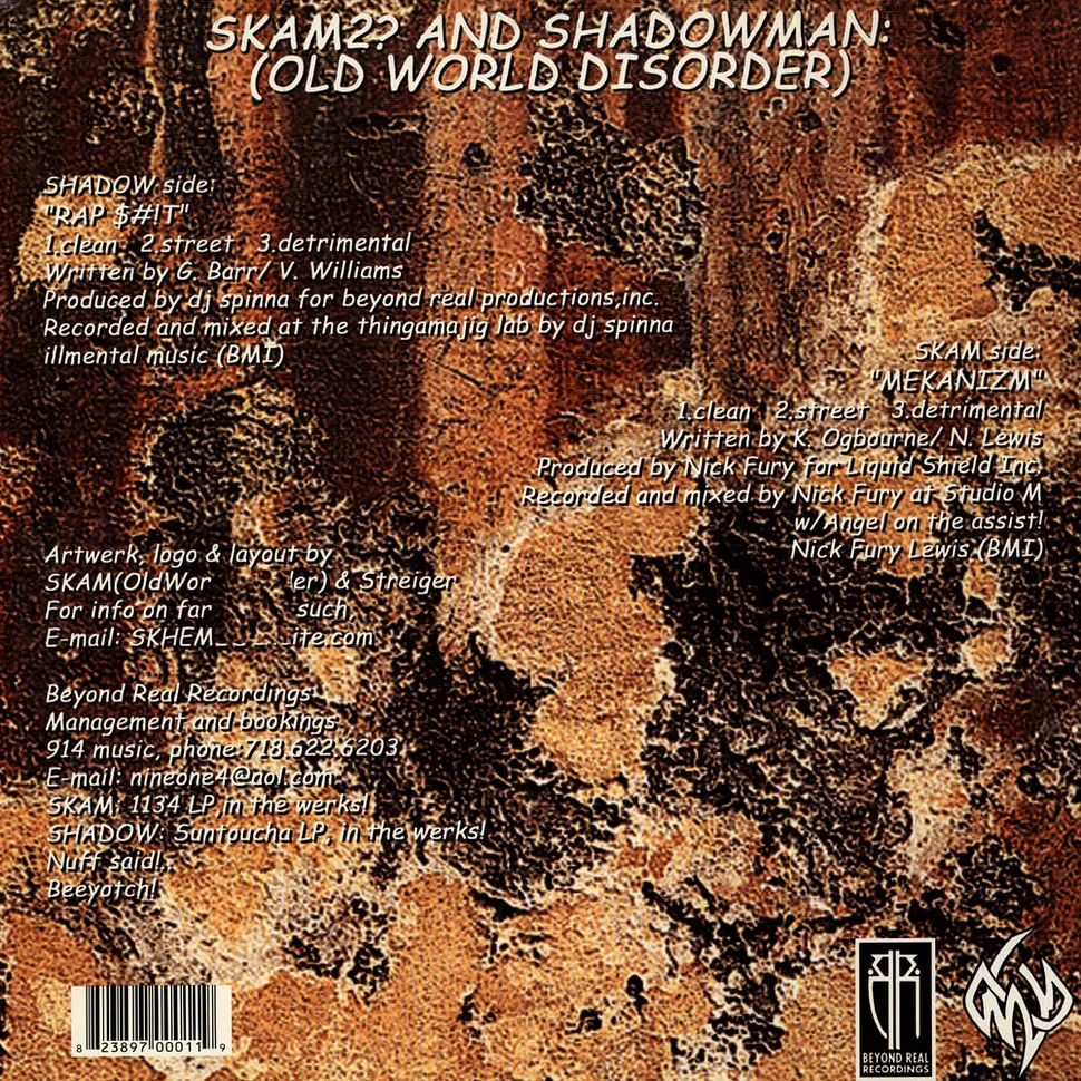 Old World Disorder, Skam2? And Shadowman - Rap $#!T / Mekanizm