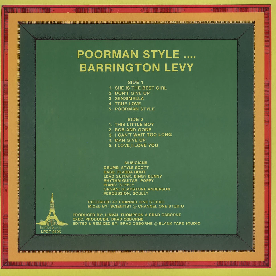 Barrington Levy - Poorman Style Colored Vinyl Edition