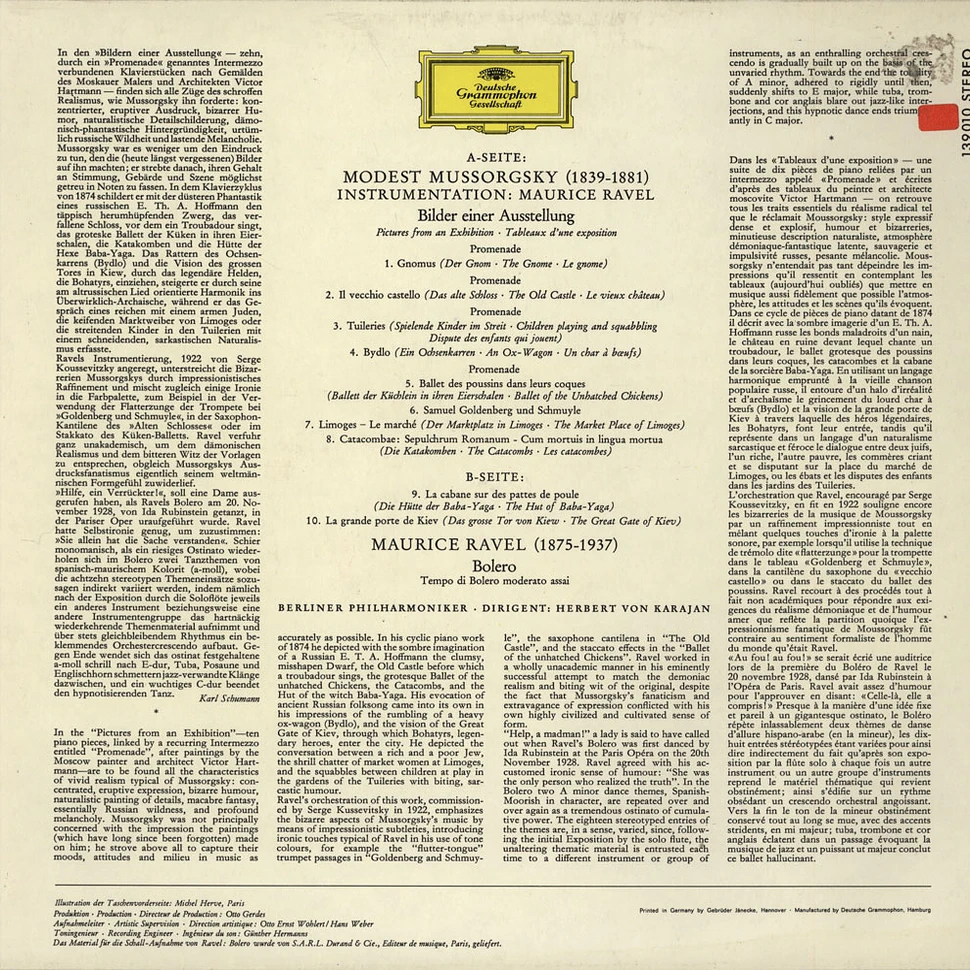 Maurice Ravel / Modest Mussorgsky - Maurice Ravel – Berliner Philharmoniker · Herbert von Karajan - Bolero / Tableaux D'une Exposition (Bilder Einer Ausstellung · Pictures At An Exhibition)