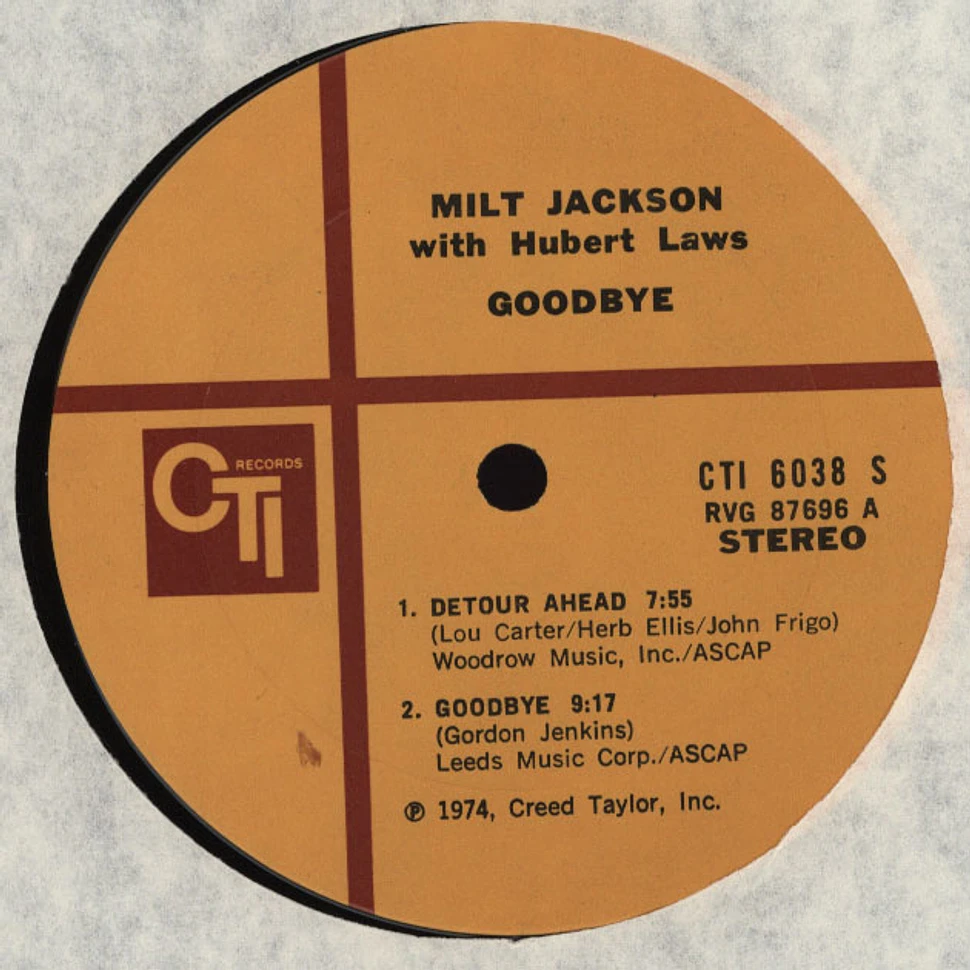 Milt Jackson With Hubert Laws - Goodbye