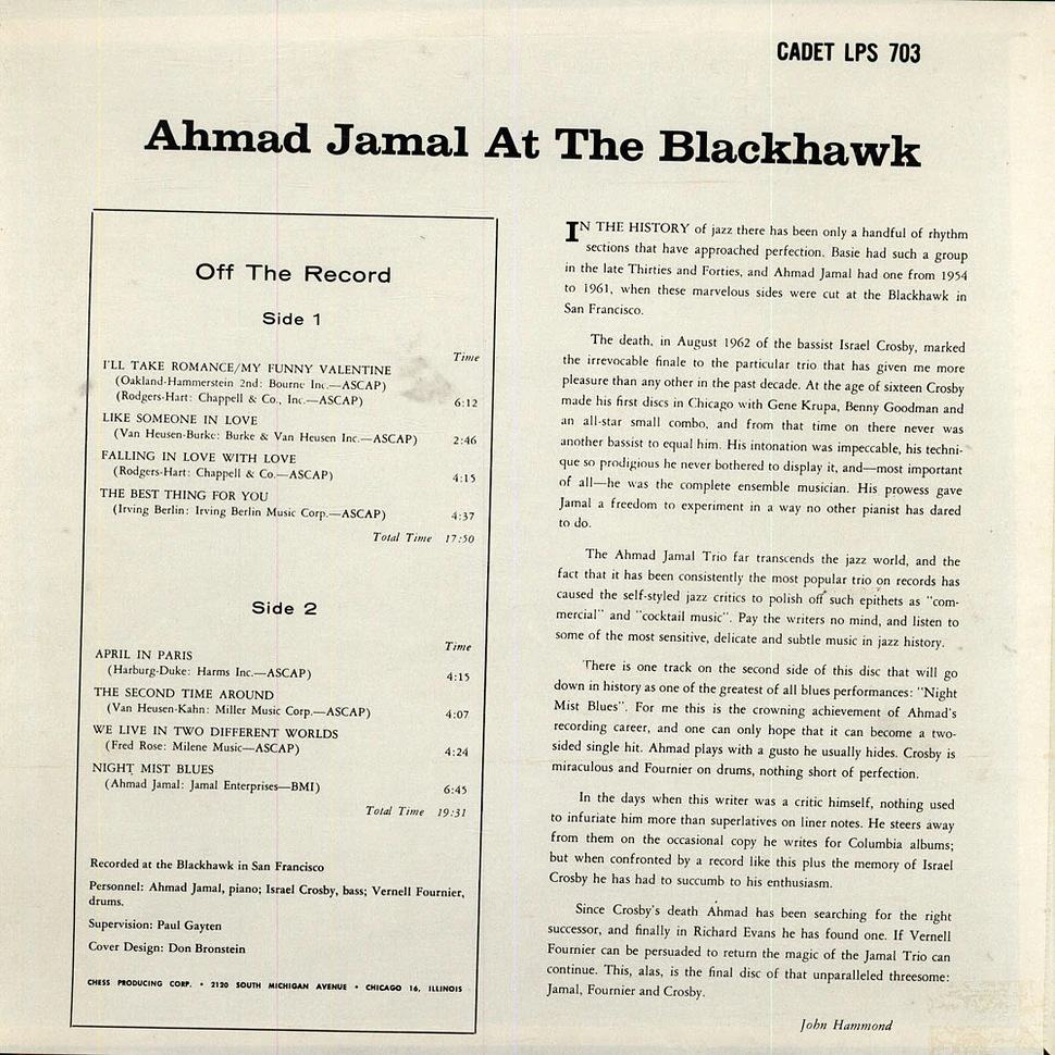 Ahmad Jamal - At The Blackhawk