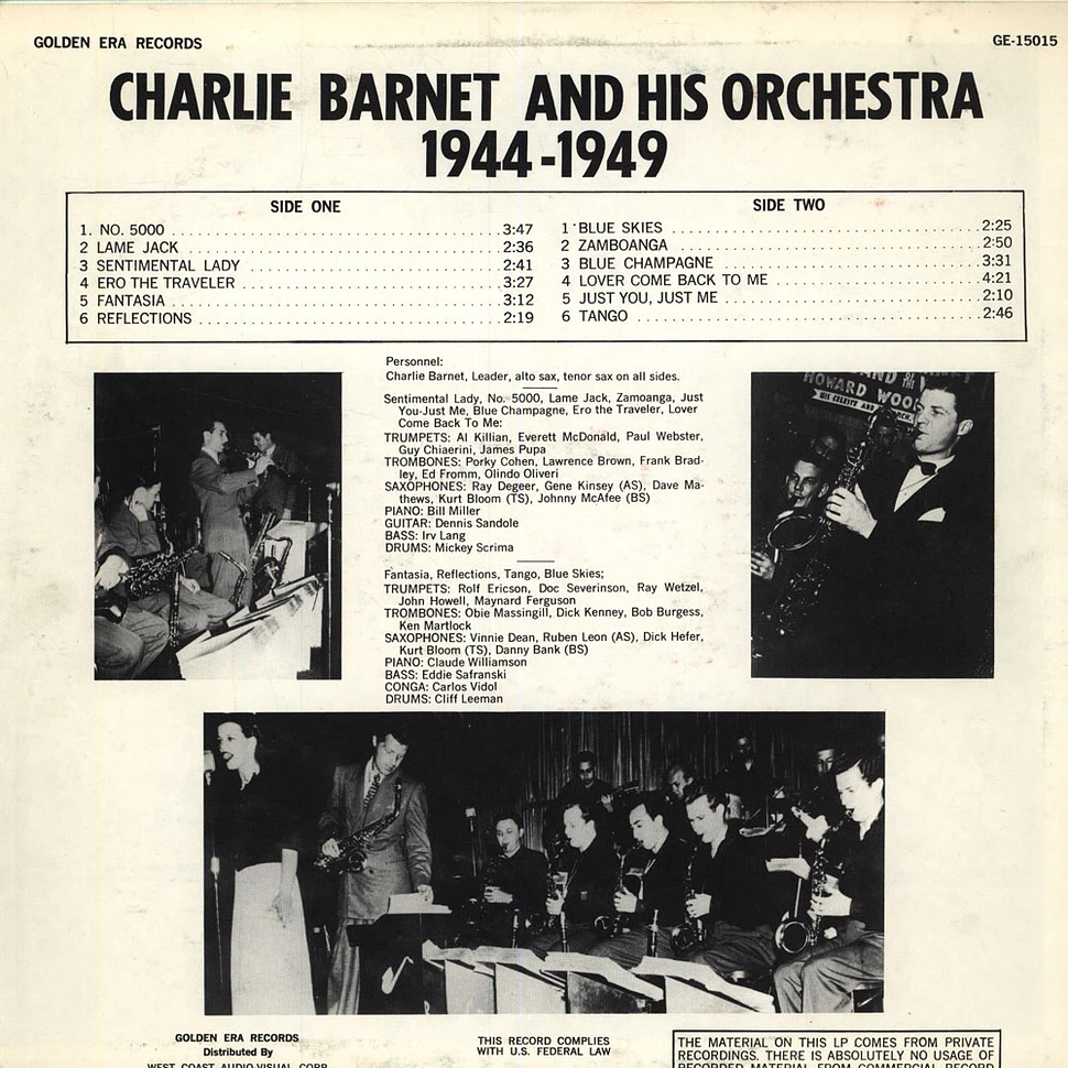 Charlie Barnet And His Orchestra - 1944 - 1949
