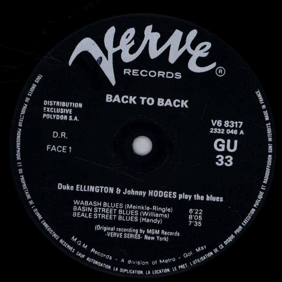 Duke Ellington / Johnny Hodges - Back To Back (Duke Ellington And Johnny Hodges Play The Blues)