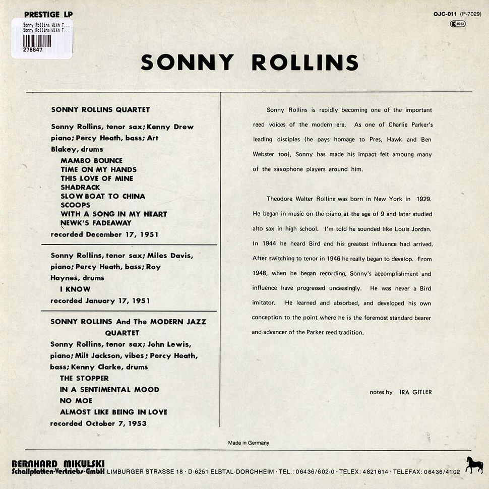 Sonny Rollins With The Modern Jazz Quartet Featuring Art Blakey & Kenny Drew - Sonny Rollins With The Modern Jazz Quartet