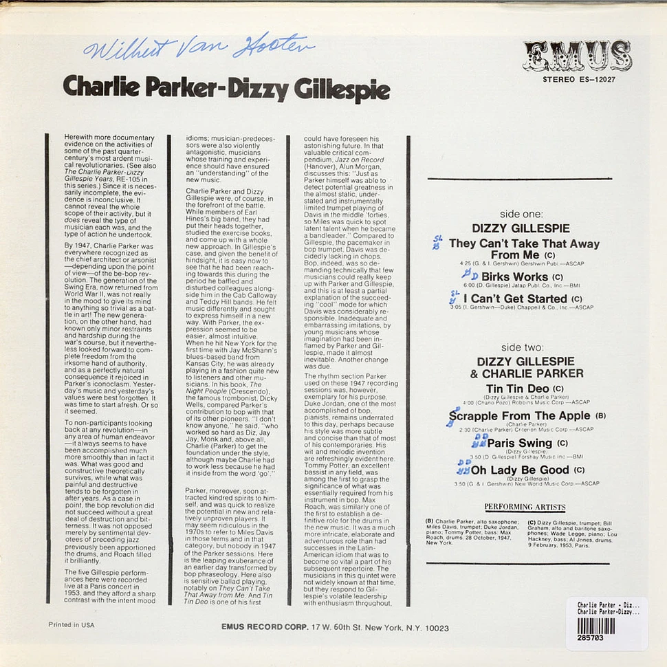 Charlie Parker, Dizzy Gillespie - Charlie Parker Dizzy Gillespie