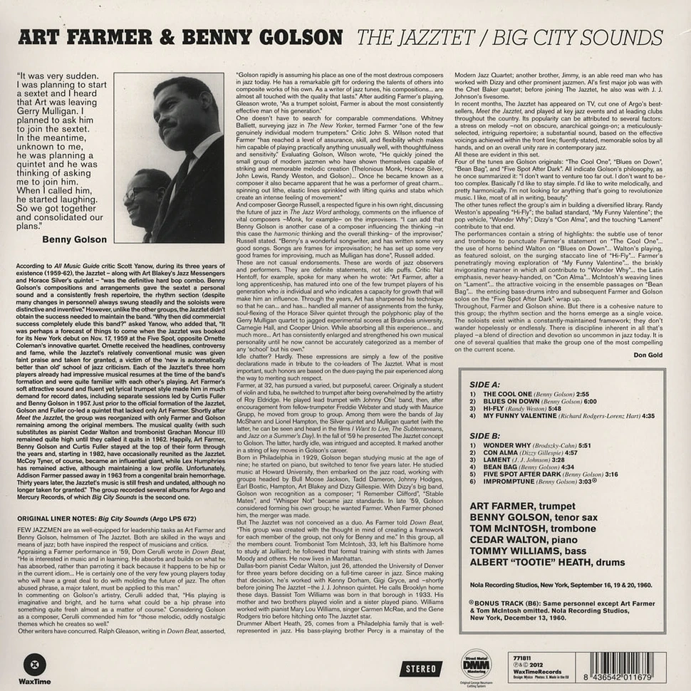 Art Farmer & Benny Golson - Jazztet Big City Sounds