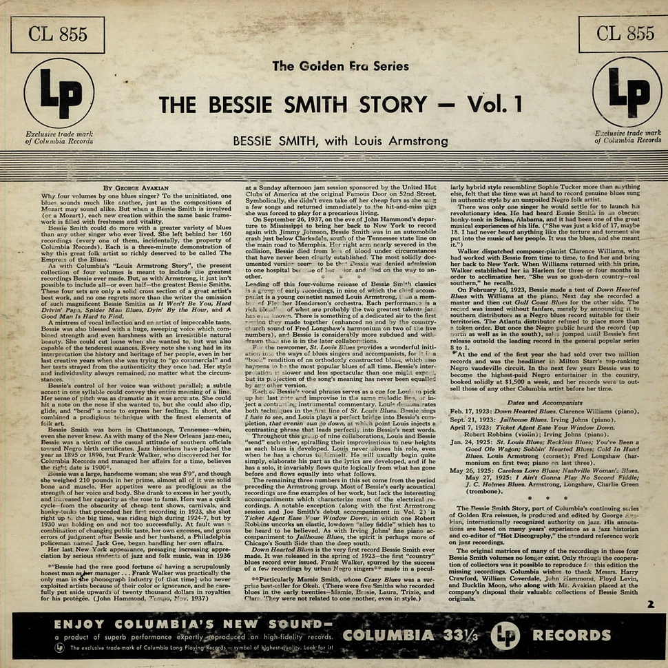 Bessie Smith With Louis Armstrong - The Bessie Smith Story - Vol.1