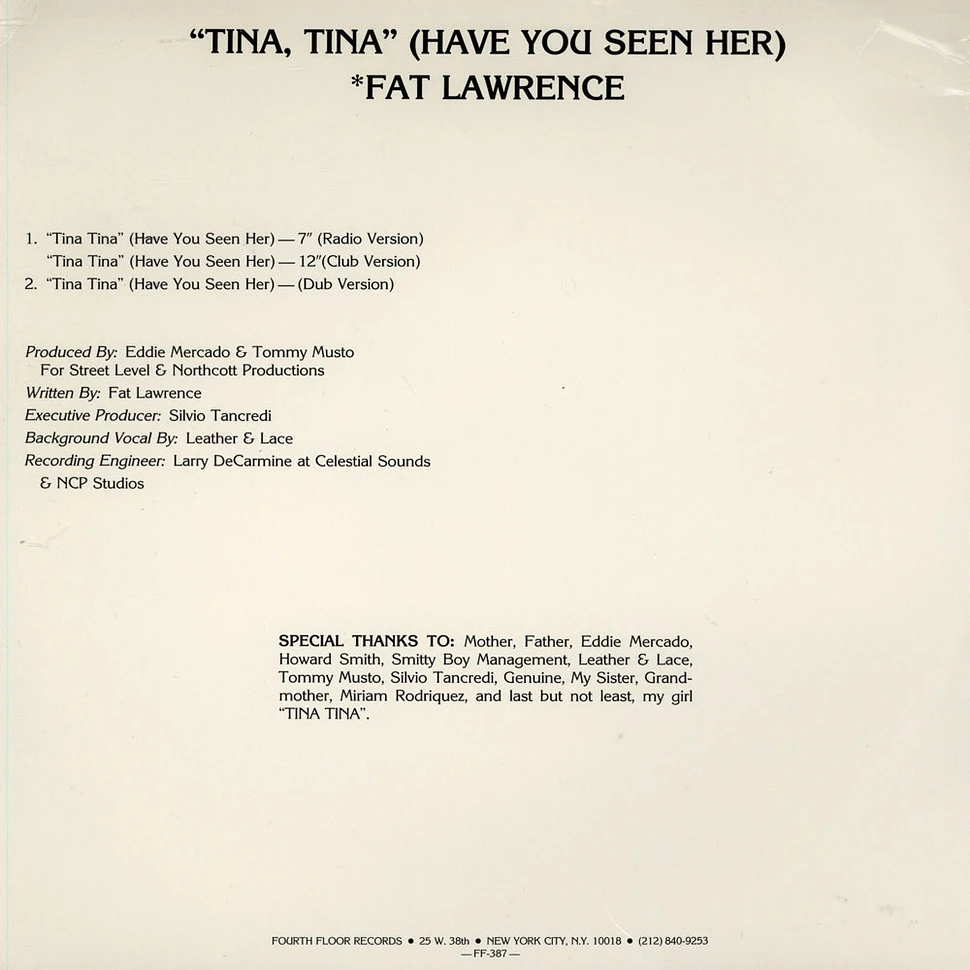 Fat Lawrence - Tina Tina (Have You Seen Her)