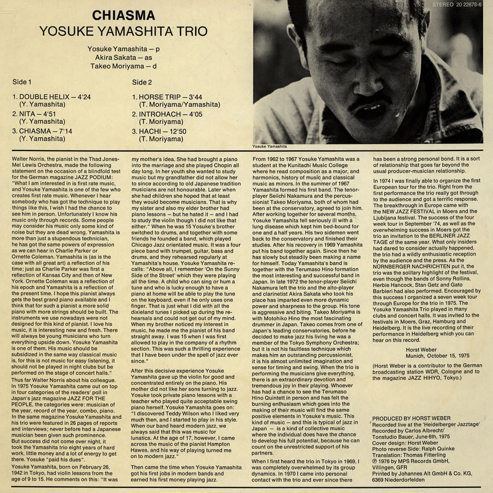Yosuke Yamashita Trio - Chiasma