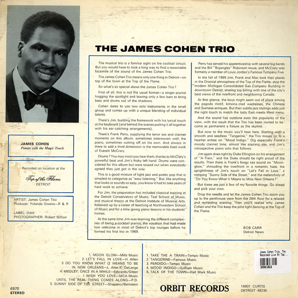 The James Cohen Trio - Recorded Live At Top Of The Flame