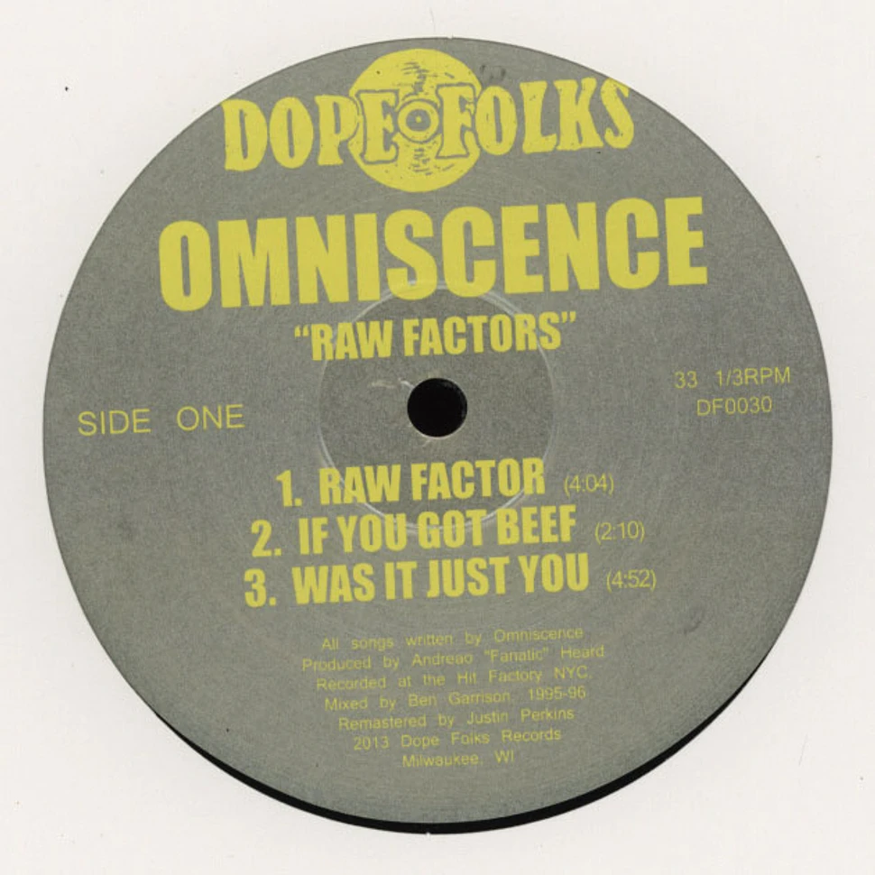 Omniscence - Raw Factors Volume 1