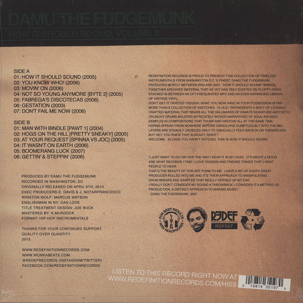 Damu The Fudgemunk - How It Should Sound Volume 2 White Vinyl Edition