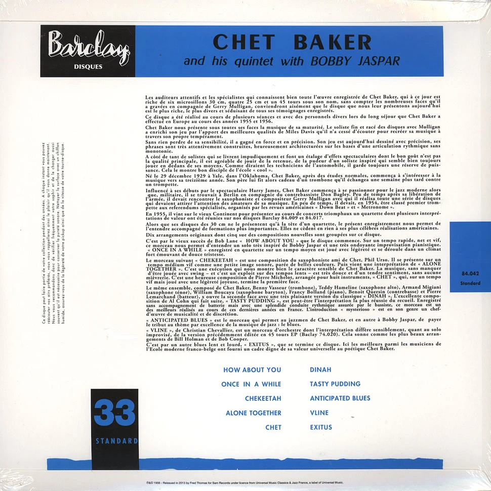 Chet Baker And His Quintet with Bobby Jaspar - Chet Baker And His Quintet with Bobby Jaspar