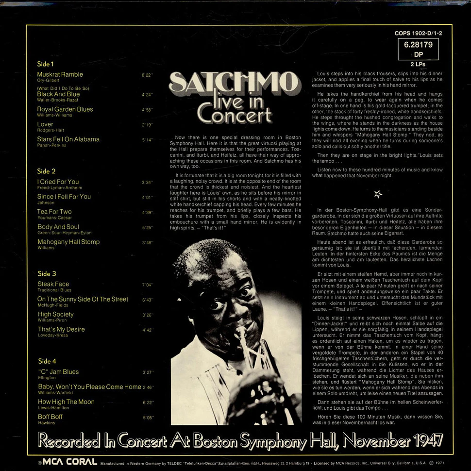 Louis Armstrong And His All-Stars - Satchmo Live In Concert