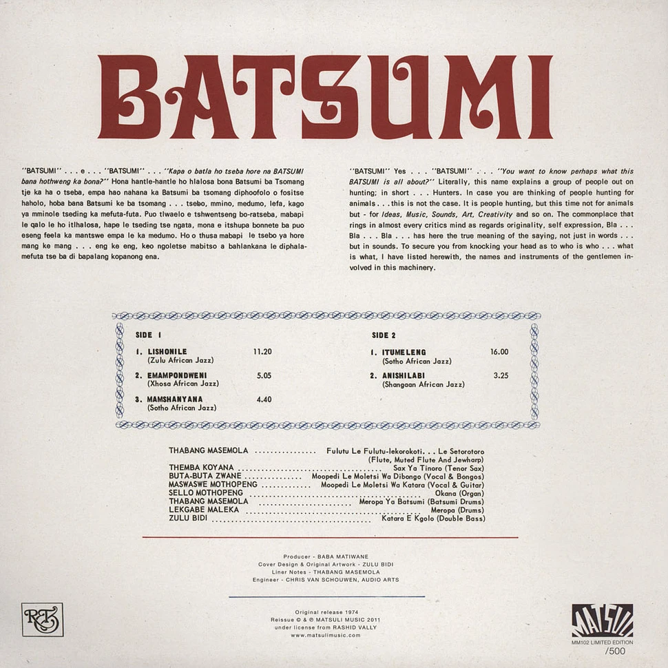 Batsumi - Batsumi Clear Vinyl Edition