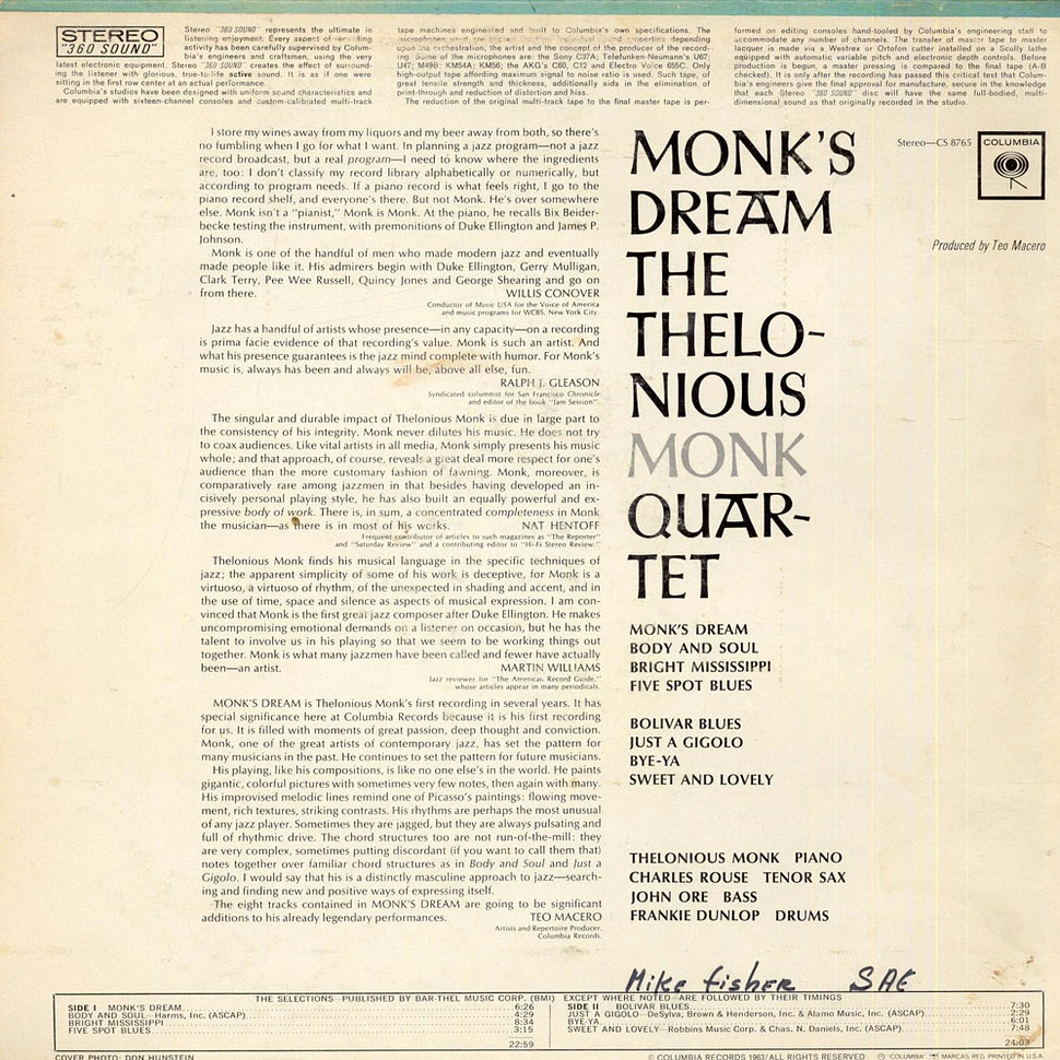 The Thelonious Monk Quartet - Monk's Dream