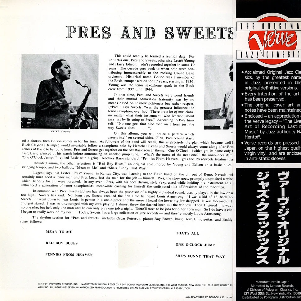 Lester Young & Harry Edison - Pres & Sweets