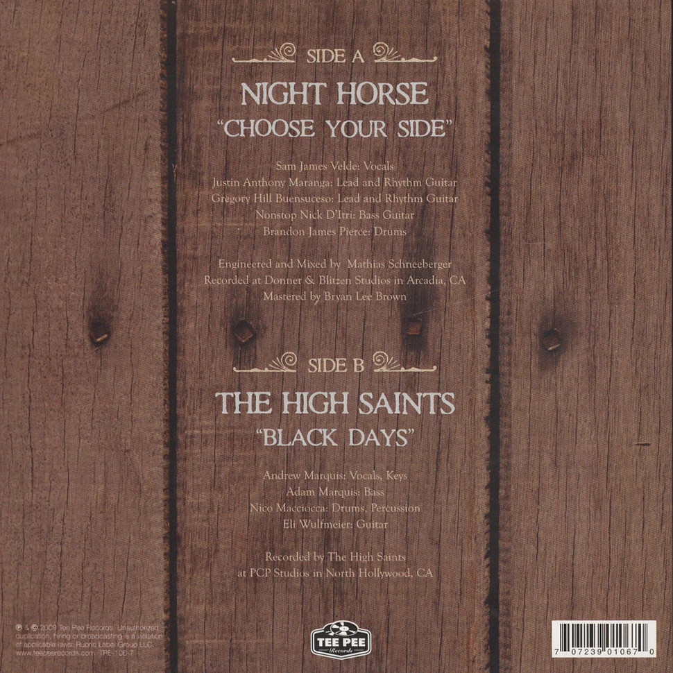 Night Horse / The High Saints - Choose Your Side / Black Days