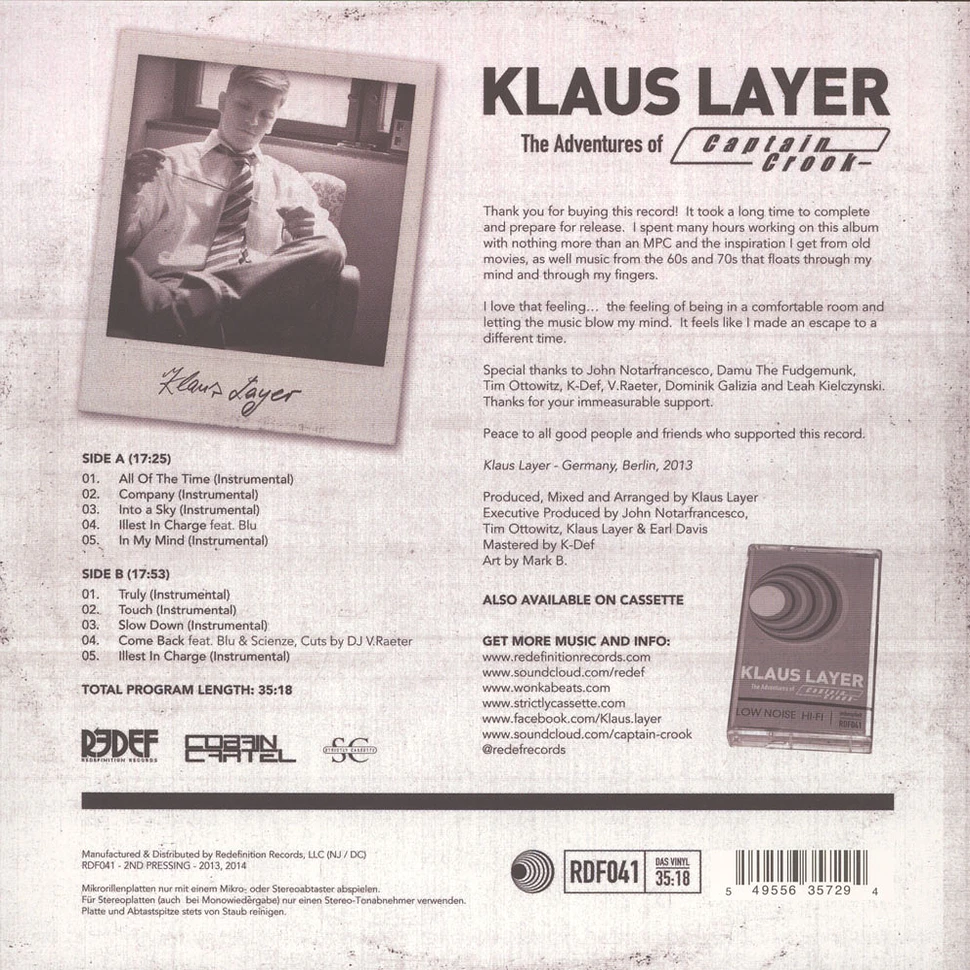 Klaus Layer - The Adventures Of Captain Crook Black Vinyl Edition