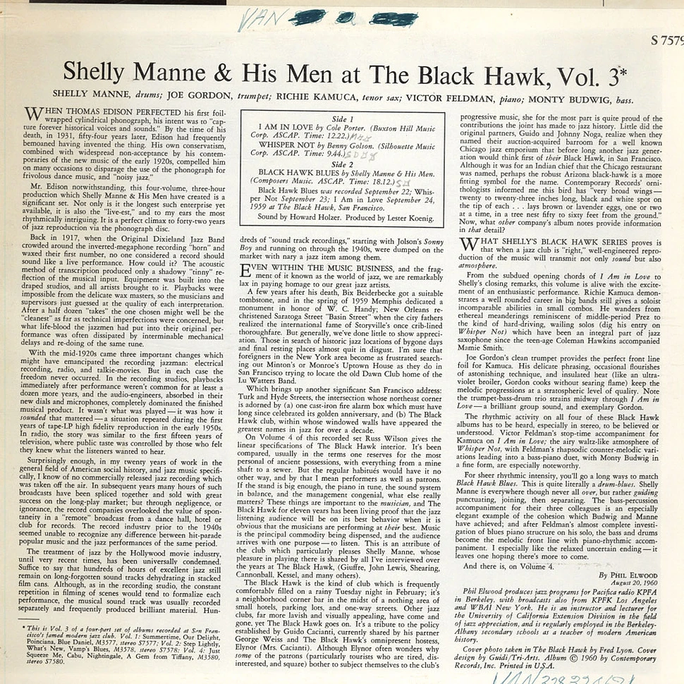 Shelly Manne & His Men - At The Black Hawk, Vol. 3