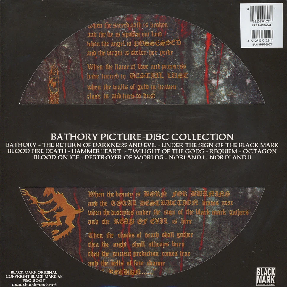 Bathory - The Return Of Darkness And Evil Picture Disc