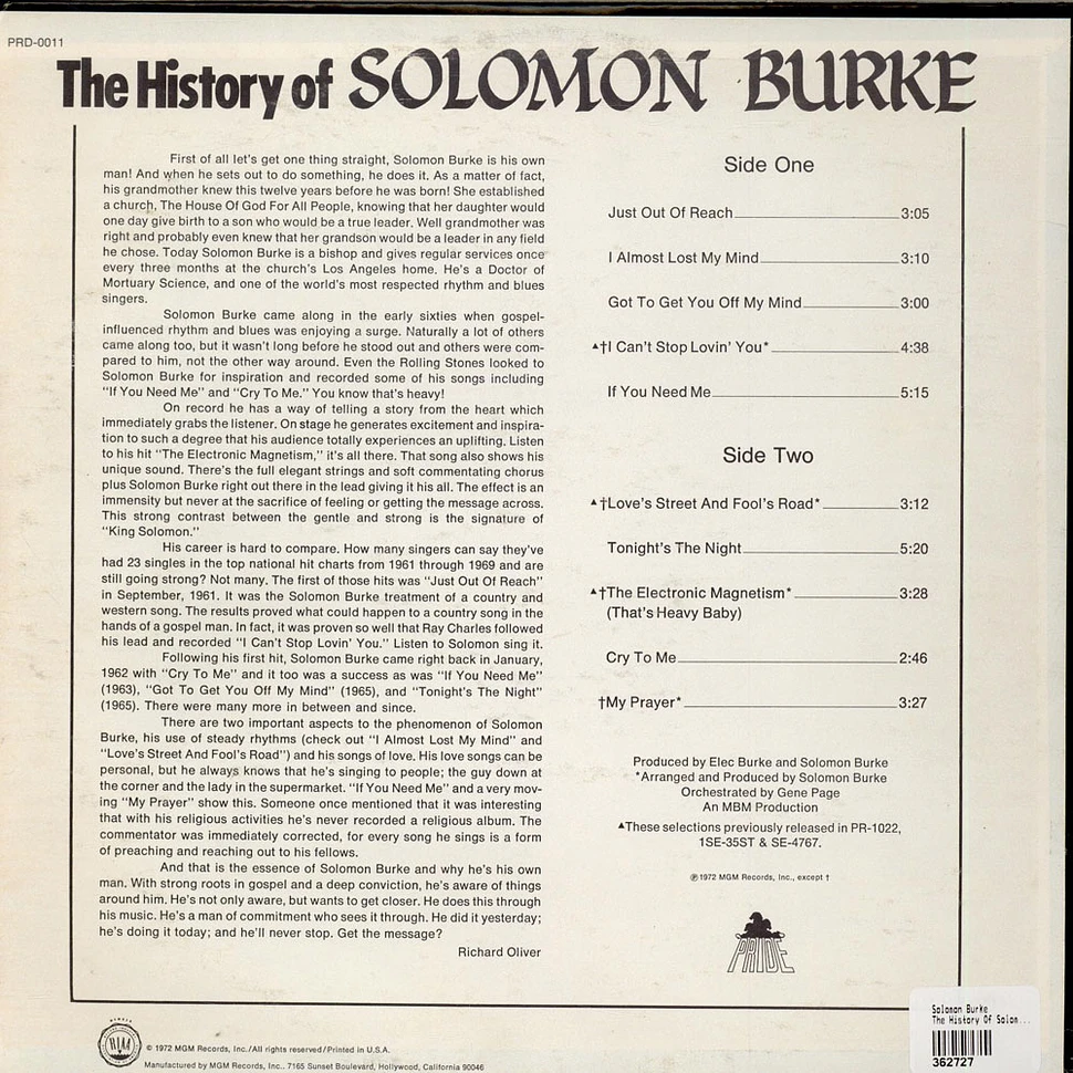 Solomon Burke - The History Of Solomon Burke