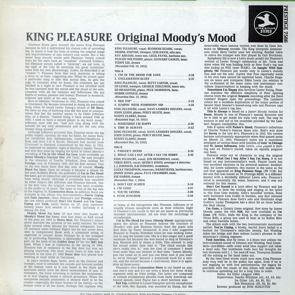 King Pleasure - Original Moody's Mood